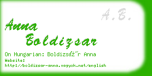 anna boldizsar business card